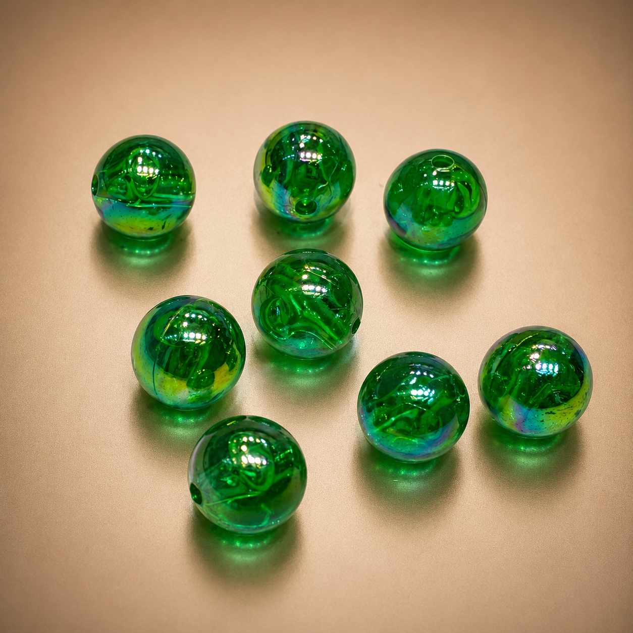 10mm Green Glossy Bead
