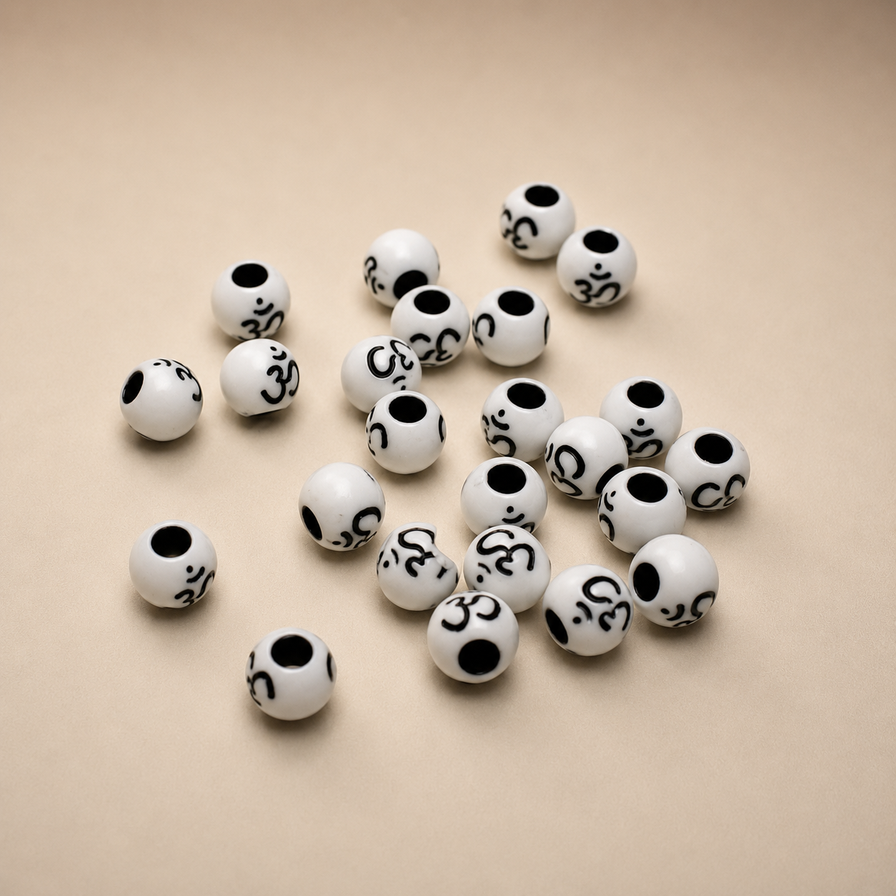 6mm Black Om Bead