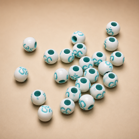 6mm Light Blue Om Bead