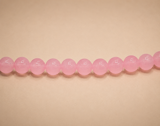 8mm Bright Pink Glass Jelly Bead