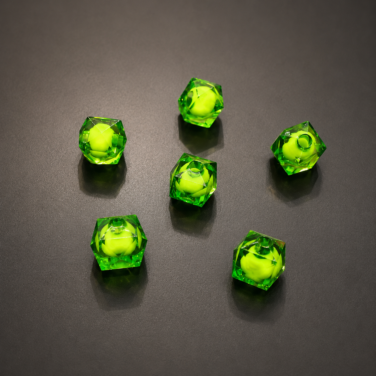 8mm Green Inside Beads Square