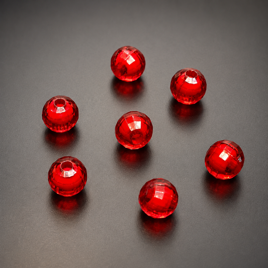 8mm Red Inside Round Bead