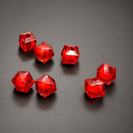 8mm Red Inside Square Bead