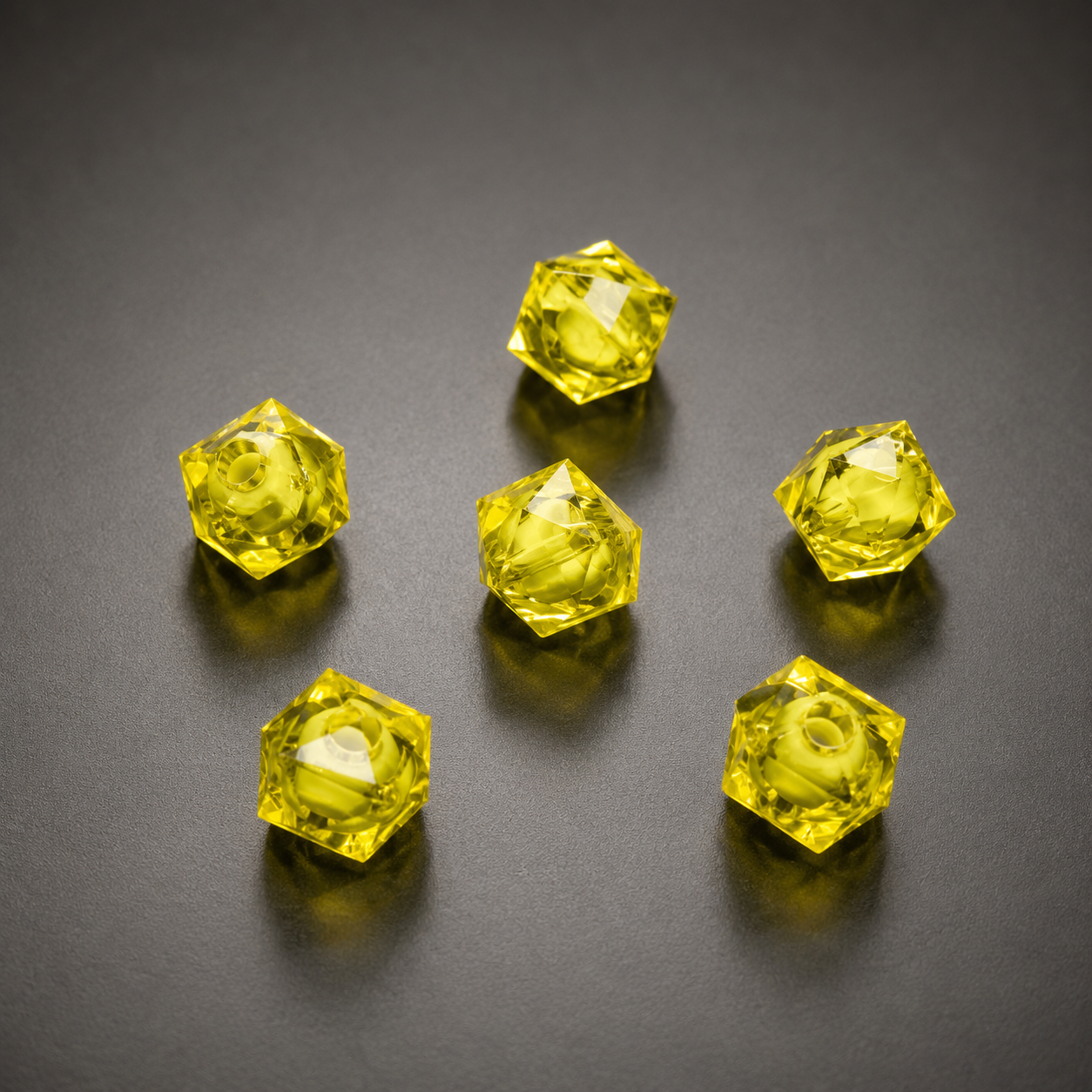 8mm Yellow Inside Square Bead
